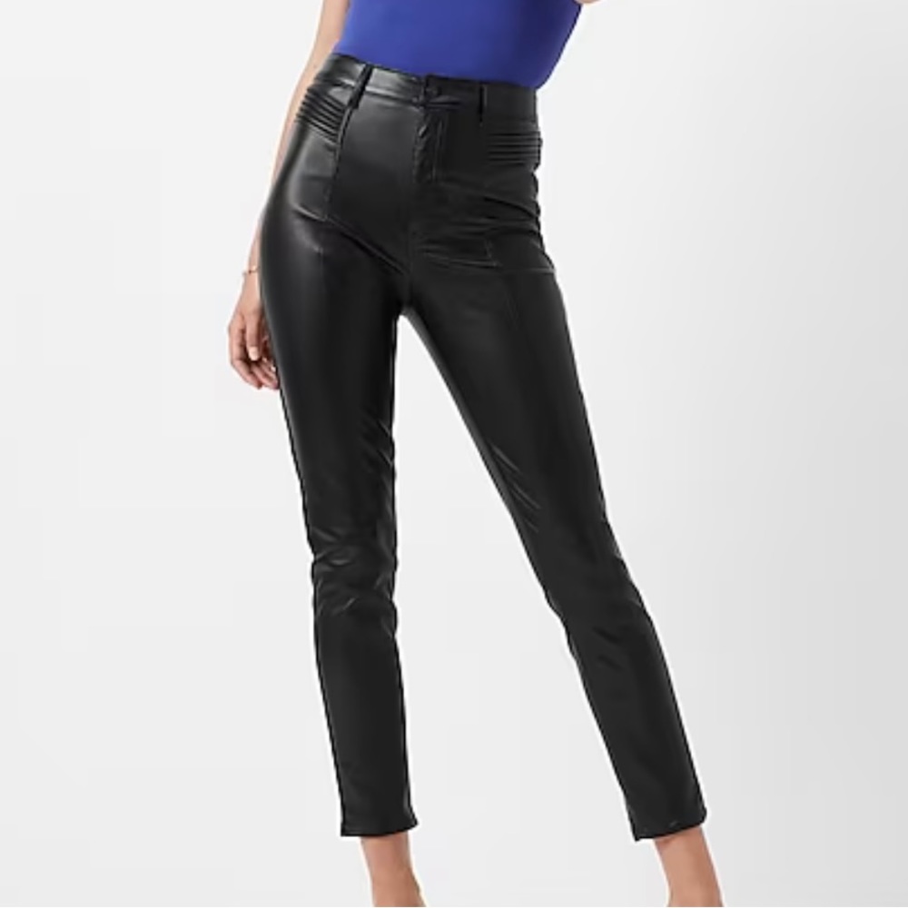 Express Super High Waisted Faux Leather Moto Skinny Pant